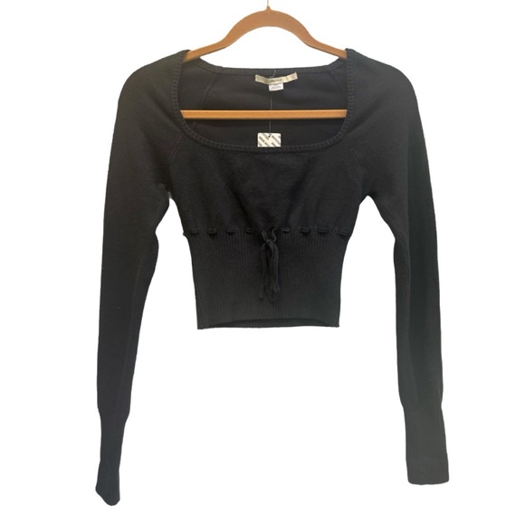 Urban Outfitters NWT “Edison” Long Sleeve ribbed knit cropped sweater in black - Picture 1 of 8